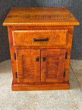 Load image into Gallery viewer, Tiger Maple Side Table with 1 Drawer + Storage Base