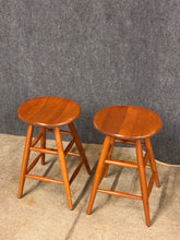 Load image into Gallery viewer, Pair of R.H. Le Mieur Solid Cherry Counter Height Stools