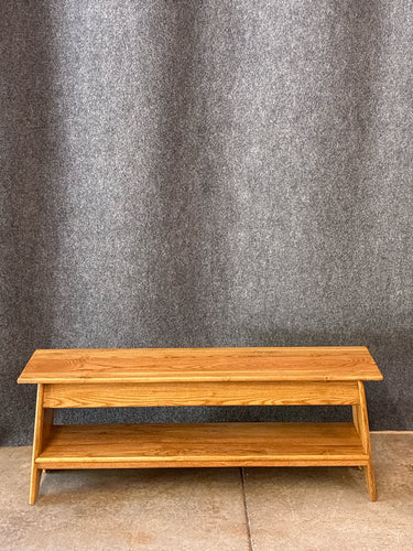 Handmade Oak Bench With Lower Shelf