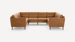 *NEW* Burrow The Nomad Leather 8-Seat U Sectional in Chestnut