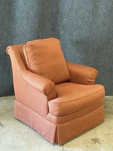 Ethan Allen Red Striped Rolled Back Arm Chair