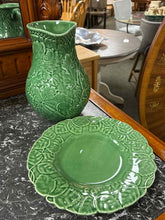 Load image into Gallery viewer, Bordallo Pinheiro Green Ceramic 2 Piece Leaf Pitcher