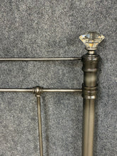 Load image into Gallery viewer, King Size Brushed Nickel Metal Bed with Crystal Finials