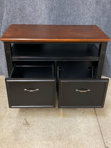 Two-Tone Wood & Black Filing Console Table