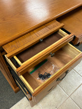 Load image into Gallery viewer, Oak Executive Desk with File Cabinet