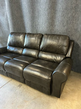 Load image into Gallery viewer, Traditional Grey Leather Power Reclining Sofa