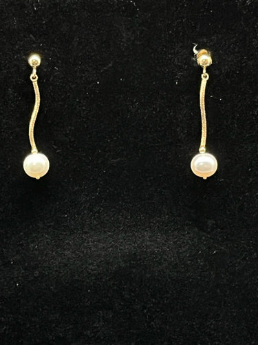 Gold Pearl Pierced Earrings