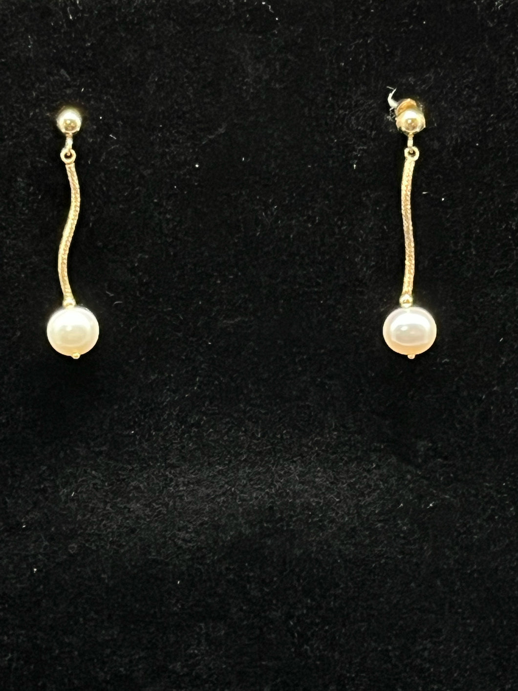 Gold Pearl Pierced Earrings