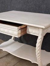 Load image into Gallery viewer, Painted White Vintage Accent Table With Drawer