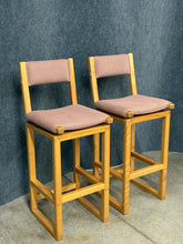 Load image into Gallery viewer, Pair of Pompanoosuc Mills Wood Swivel Bar Height Stools