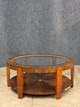 Load image into Gallery viewer, Baker Furniture Round Glass Top Cocktail Table with Sunburst Shelf