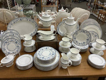 Load image into Gallery viewer, Royal Doulton Platinum Trim Floral Bone China White Dinnerware set