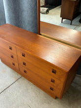 Load image into Gallery viewer, Mid-Century Modern Teak Veneer 6-Drawer Dresser with Mirror