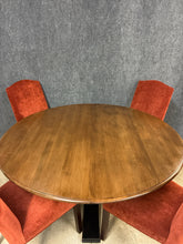 Load image into Gallery viewer, Ethan Allen Pedestal Dining Table With 4 Upholstered Chairs