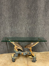 Load image into Gallery viewer, Wyland Signed Limited Edition Glass-Top Dolphin Console Table