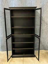 Load image into Gallery viewer, Black Glass-Door Display Cabinet