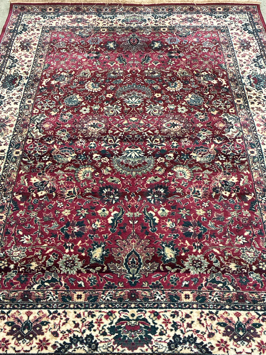 Persian-Style Wool Rug in Red and Ivory