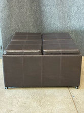 Load image into Gallery viewer, Leather Flip-Top Nested Ottoman Storage Set