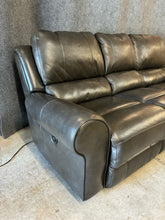 Load image into Gallery viewer, Traditional Grey Leather Power Reclining Sofa