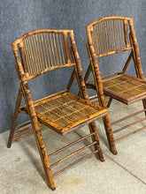 Load image into Gallery viewer, Pair of Vintage Bamboo Folding Chairs