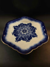 Load image into Gallery viewer, Bombay Porcelain Blue White Round Floral Cake plate/stand