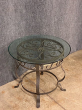 Load image into Gallery viewer, Wrought Iron &amp; Glass Round Accent Table