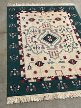 Load image into Gallery viewer, Southwestern Style Wool Area Rug with Green Border