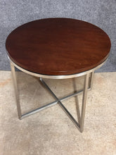 Load image into Gallery viewer, Ethan Allen Modern Round Accent Table With Metal Base