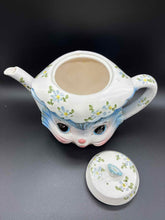 Load image into Gallery viewer, 2 Piece Lefton Ceramic Blue White Vintage Floral Tea/Coffee Pot