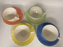 Load image into Gallery viewer, Milk Glass Multi-Color 8 Piece Cup + Saucer