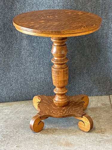 Oak Pedestal Side Table
