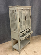 Load image into Gallery viewer, Grey Distressed Asian-Style Tall Cabinet