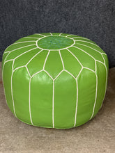 Load image into Gallery viewer, Lime Green 20" Round Leather Hassock