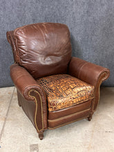 Load image into Gallery viewer, MotionCraft Aniline Leather Recliner with Embossed Crocodile Leather Seat