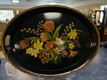 Load image into Gallery viewer, Metal Vintage Floral Black Print Tray