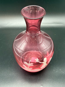 Cranberry Glass Vintage Vase