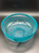 Load image into Gallery viewer, Hand-Blown Art Glass Bowl - Turquoise Swirl Centerpiece, 8.5" Diameter