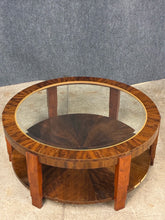 Load image into Gallery viewer, Baker Furniture Round Glass Top Cocktail Table with Sunburst Shelf