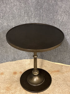 Antiqued Bronze Pedestal Side Table