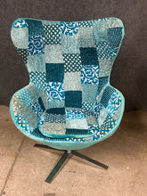 Load image into Gallery viewer, Title: Contemporary Patchwork Upholstered Swivel Egg Chair