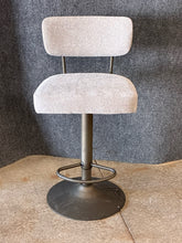 Load image into Gallery viewer, Grey Upholstered Adjustable Height Swivel Stool