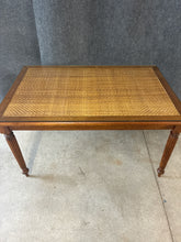 Load image into Gallery viewer, Mahogany Cane Top Dining Table with Glass Top