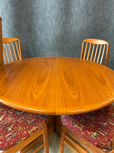 Load image into Gallery viewer, Vintage Skovby Danish Modern Teak Extension Dining Table with Leaf &amp; 4 Chairs