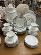 Load image into Gallery viewer, Royal Doulton Platinum Trim Floral Bone China White Dinnerware set