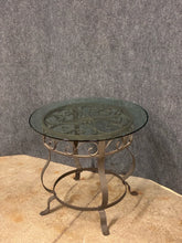 Load image into Gallery viewer, Wrought Iron &amp; Glass Round Accent Table