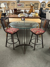 Load image into Gallery viewer, Amisco Contemporary Glass Top Pub Table &amp; 2 Swivel Stools