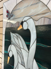 Load image into Gallery viewer, Double-Sided 3D Stained Glass Swan Panel
