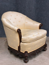 Load image into Gallery viewer, Carved Mahogany Down Cushion Lounge Chair