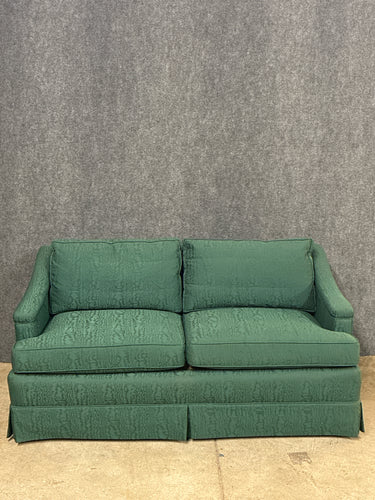 Traditional Green Upholstered Loveseat with Skirted Base