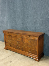 Load image into Gallery viewer, Thomasville Burl Wood Triple Dresser &amp; Tri-Fold Mirror
